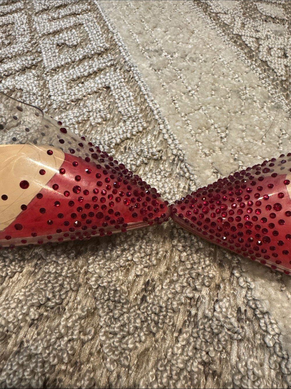 FSJ Red Patent & Clear Pointed-Toe Stiletto Pumps - Picture 7 of 8